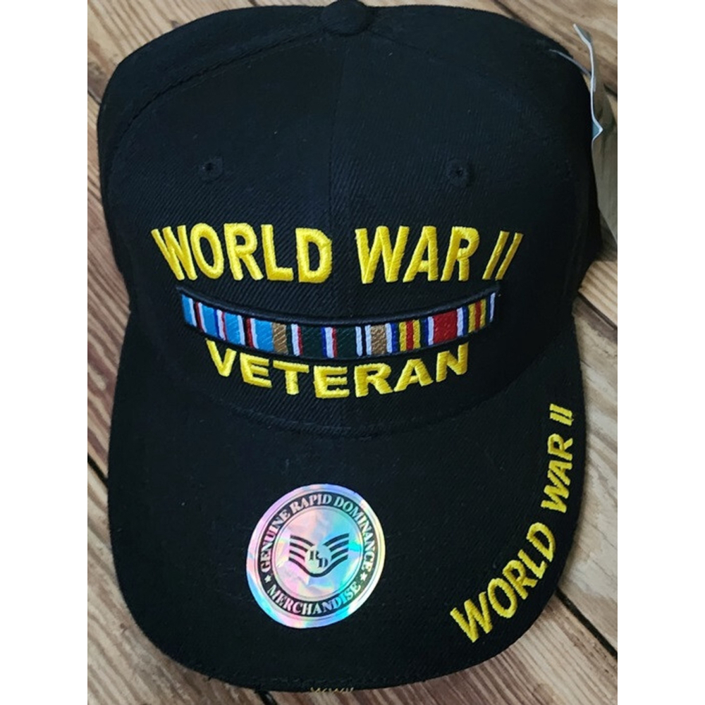 Rapid Dominance World War II Embroidered US Veteran Service Ribbon Black Adj Hat